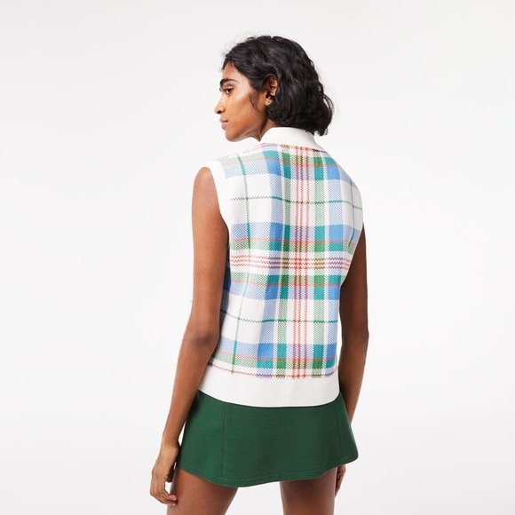 Lacoste Sleeveless Organic Cotton Check Polo - Picture 3 of 6